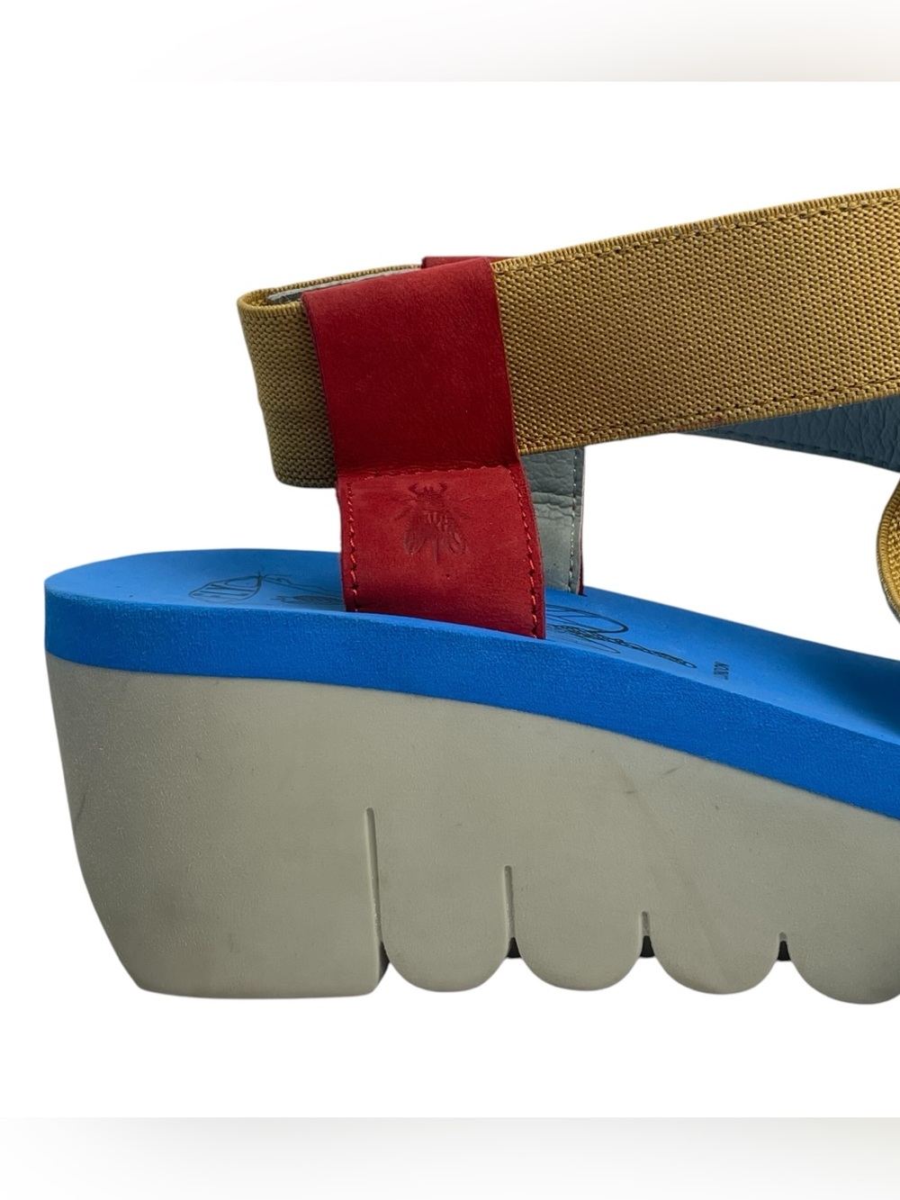 FLY London Sling-Back Sandals YABI922FLY LIPSTICK Red/Yellow/Blue 38 7.5-8 READ - Picture 6 of 15